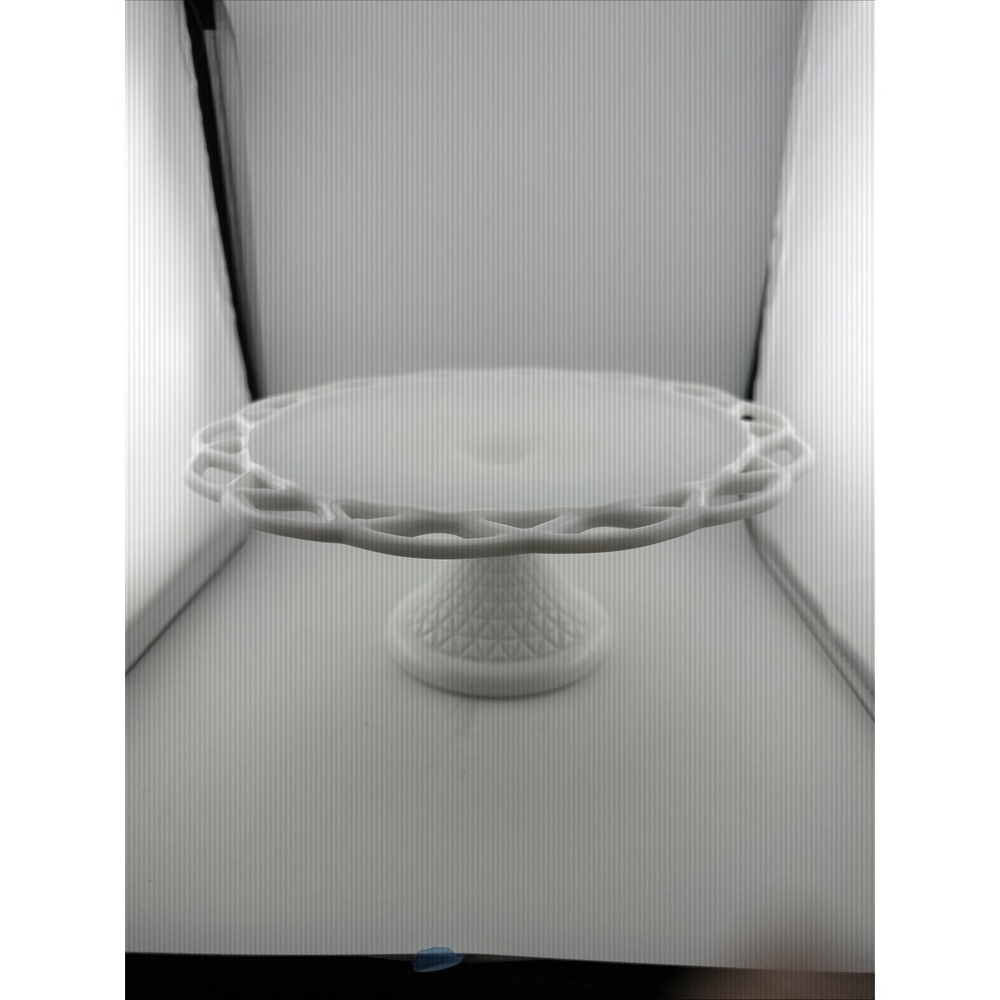 Milk Glass 1950's Laced Edge Cake Pedestal By Imperial Glass